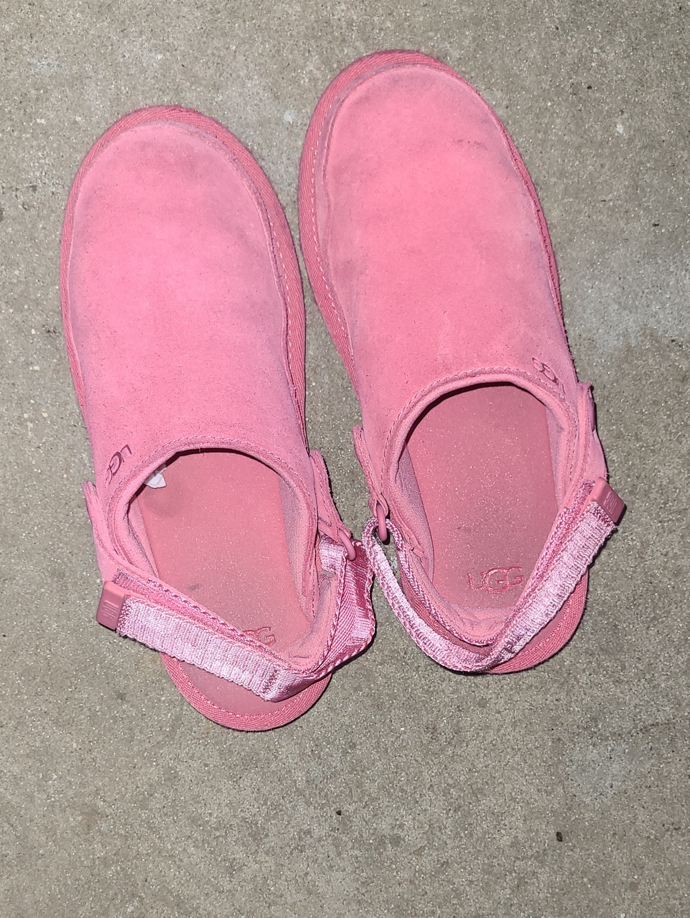 UGG Kids Pink Suede Slingback Clogs with Adjustable Strap Size 3